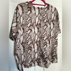 Worthington Brown and Cream Patterned Top